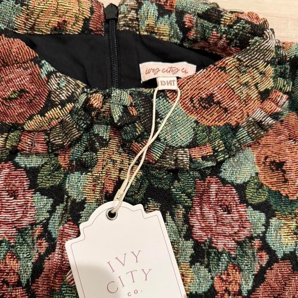 Ivy City floral dress with a touch of whimsy sz 13-14 T Brand new - Picture 2 of 4